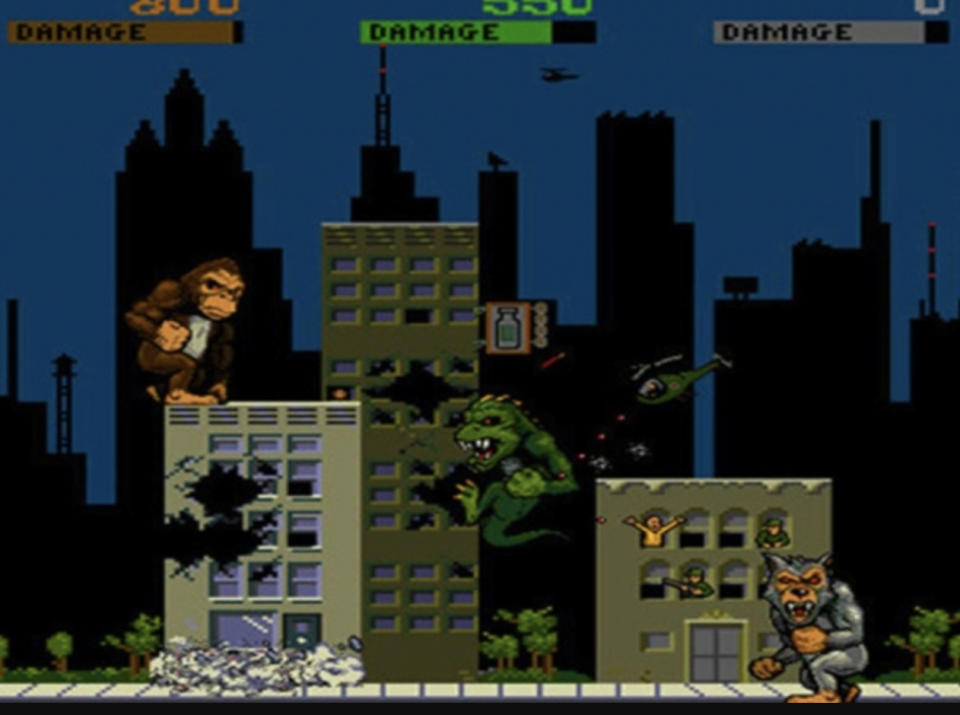 George, Lizzie, and Ralph as seen in the classic 1986 game <i>Rampage.</i> (Image: Midway Games)