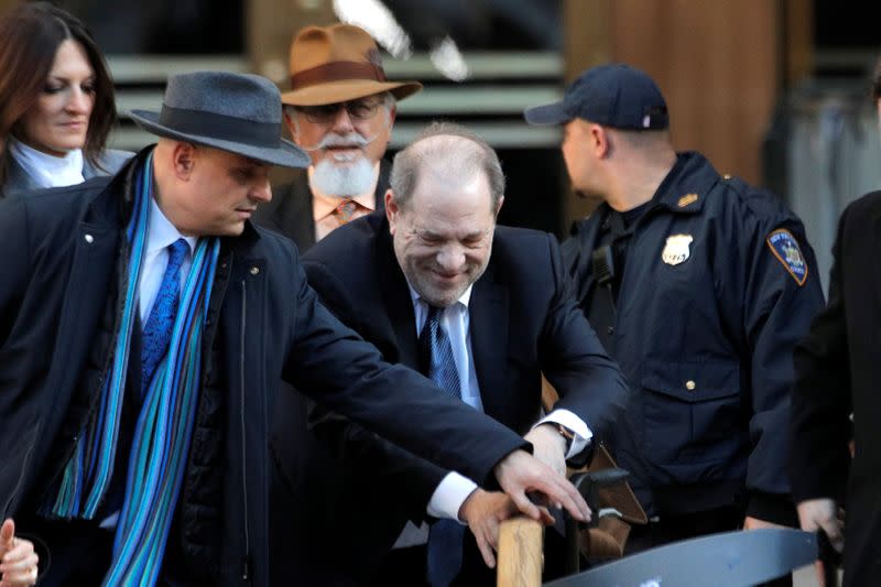 Film producer Harvey Weinstein exits New York Criminal Court following the fourth day of jury deliberations during his sexual assault trial in the Manhattan borough of New York City