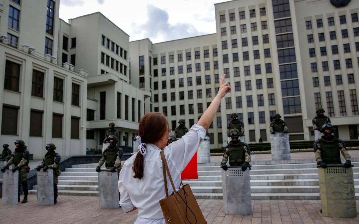 Belarusians rally in support of the opposition on Friday, in Minsk - Shutterstock