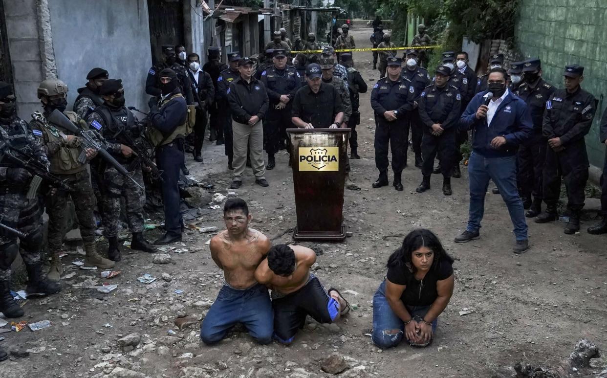 Members of the Barrio 18-Sur gang who were accused of killing three police officers earlier this week - Camilo Freedman/Shutterstock 