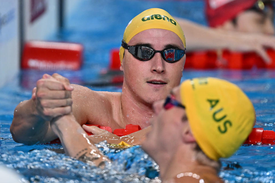 Cameron McEvoy and Isaac Cooper at the swimming world championships.