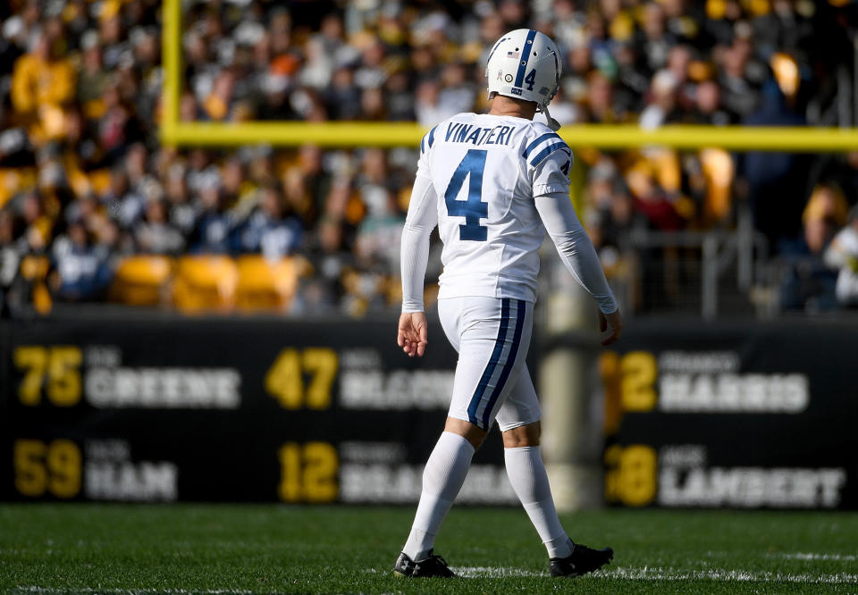 Adam Vinatieri is struggling through his worst NFL season. (Justin Berl/Getty Images)