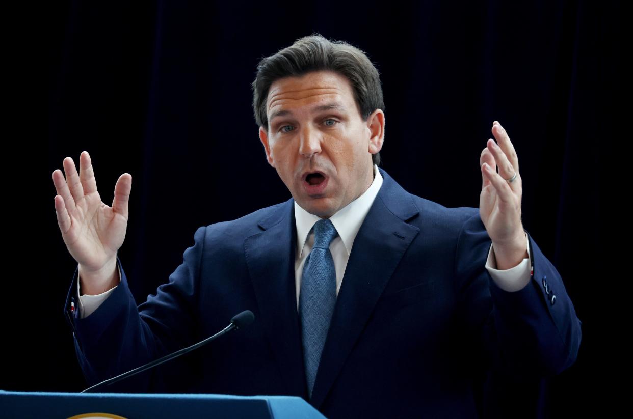 Florida Governor Ron DeSantis, shown here during a speech March 5, will come to West Chester on April 13.