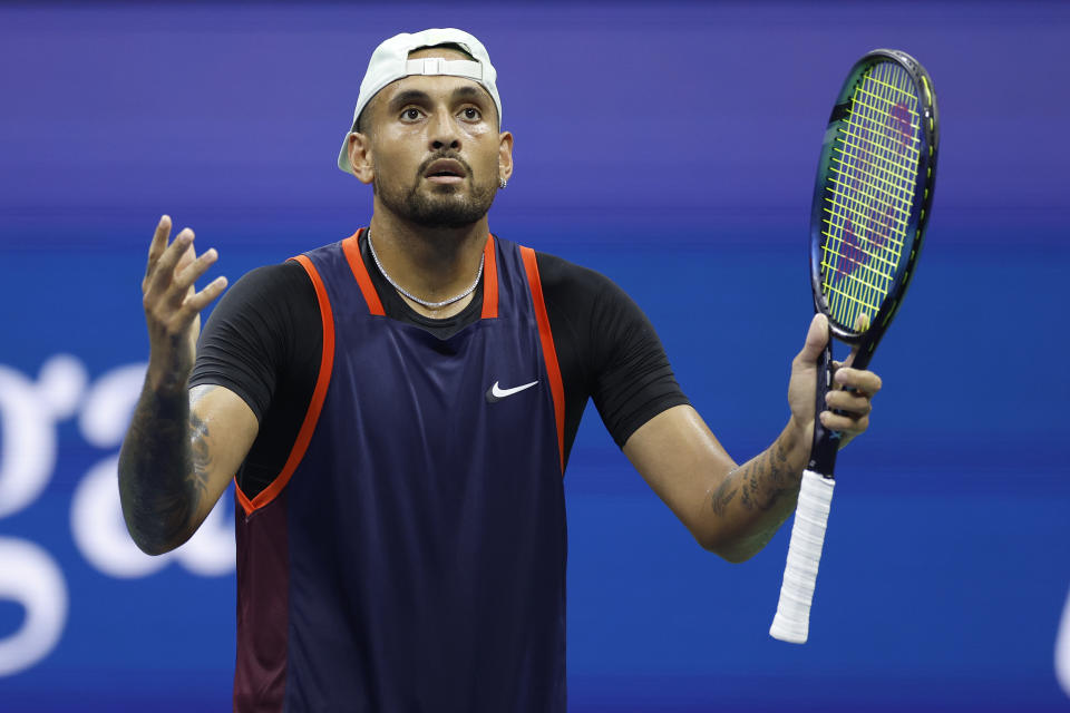 Nick Kyrgios, pictured here after his win over Daniil Medvedev at the US Open.