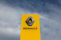 FILE PHOTO: A board with the logo of Renault is on display in Saint Petersburg