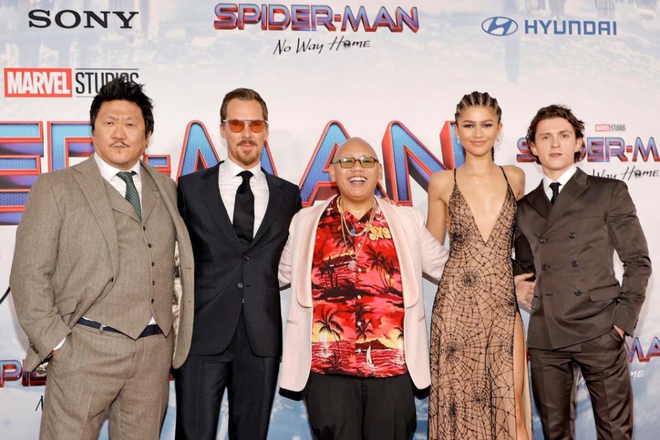 Holland (far right) with the cast of Marvel’s ‘Spider-Man: No Way Home' (Getty Images)