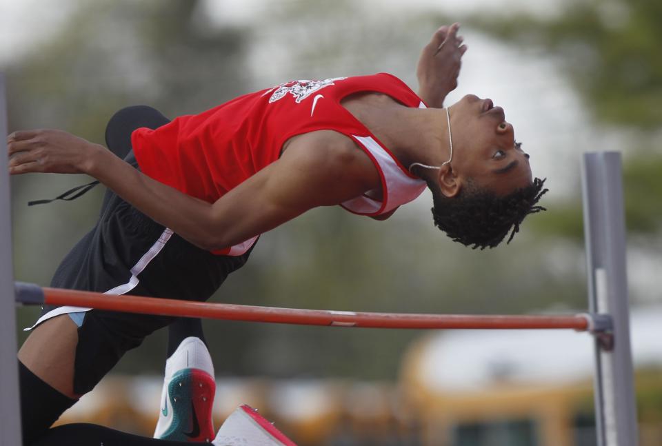 Westerville South senior Reign Winston set the Division I regional meet record in the high jump, clearing 6 feet, 10 3/4 inches. It also was a program record for the Wildcats.