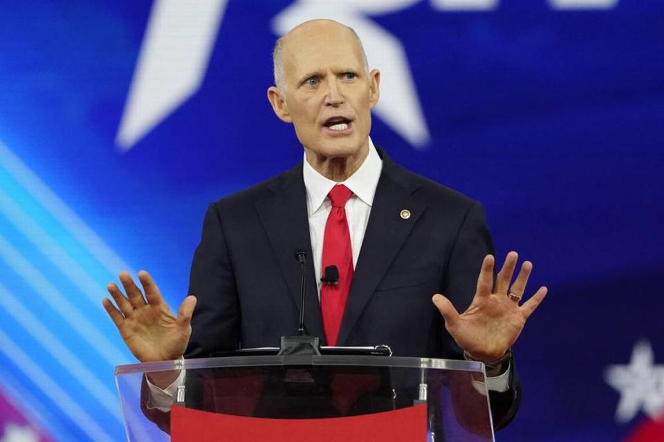 Florida U.S. Sen. Rick Scott speaks at the Conservative Political Action Conference in Orlando in February.