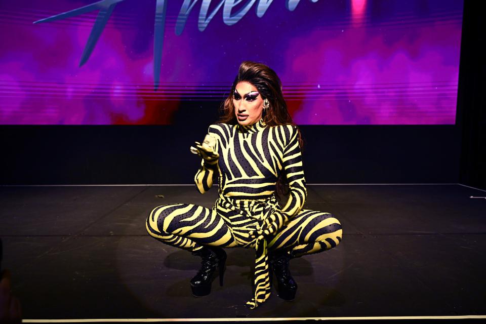 Anetra performs during the "RuPaul's Drag Race" finale watch party Friday at New York's Hard Rock Hotel.