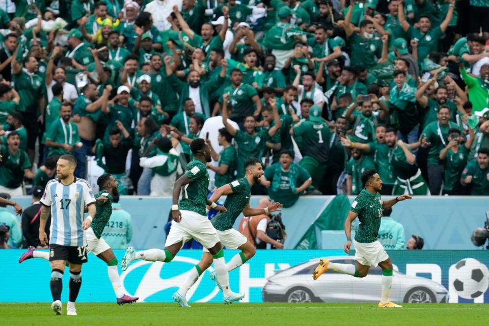 Saudi Arabia’s stunning win over Argentina was one of a litany of shock results at this World Cup (Copyright 2022 The Associated Press. All rights reserved)