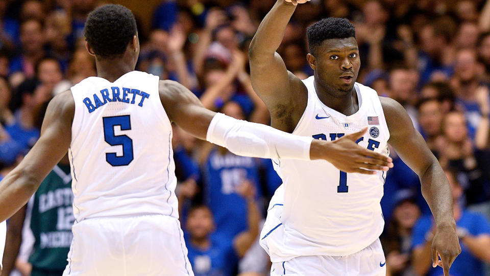 RJ Barrett and Zion Williamson. (Photo by Grant Halverson/Getty Images)