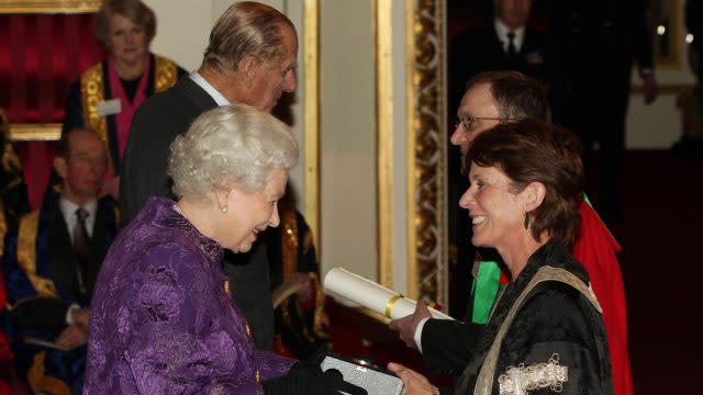 Queen Elizabeth II and The Duke of Edinburgh present a Royal Anniversary Prize for Higher and Further Education to Professor Louise Richardson