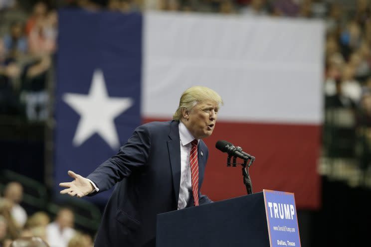 Donald Trump speaks to supporters during a 2015 campaign event in Dallas. (Photo: L.M. Otero/AP)