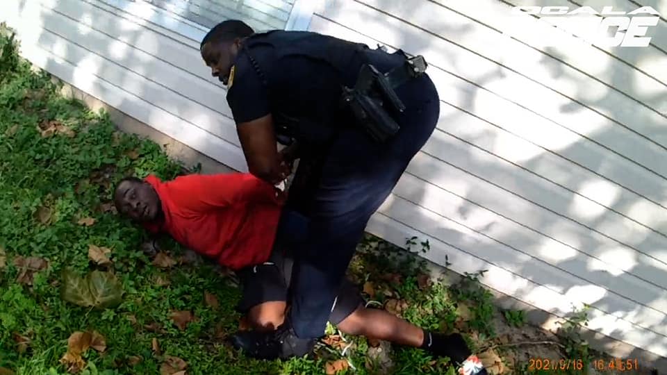 An Ocala Police Department officer arrests Dallas Avery Dothard.