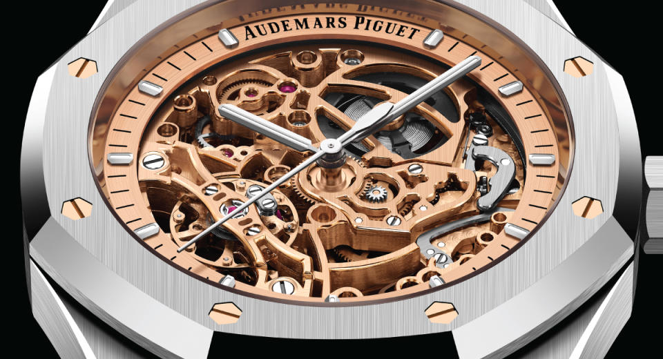 Audemars Piguet Royal Oak Openworked 41 mm Steel and Rose Gold.