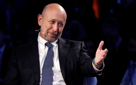 FILE PHOTO: Goldman Sachs Chairman and CEO Lloyd Blankfein speaks at the Bloomberg Global Business Forum in New York, U.S., September 20, 2017. REUTERS/Brendan McDermid/File PhotFile Photo HP1ED9K1FYN2Y