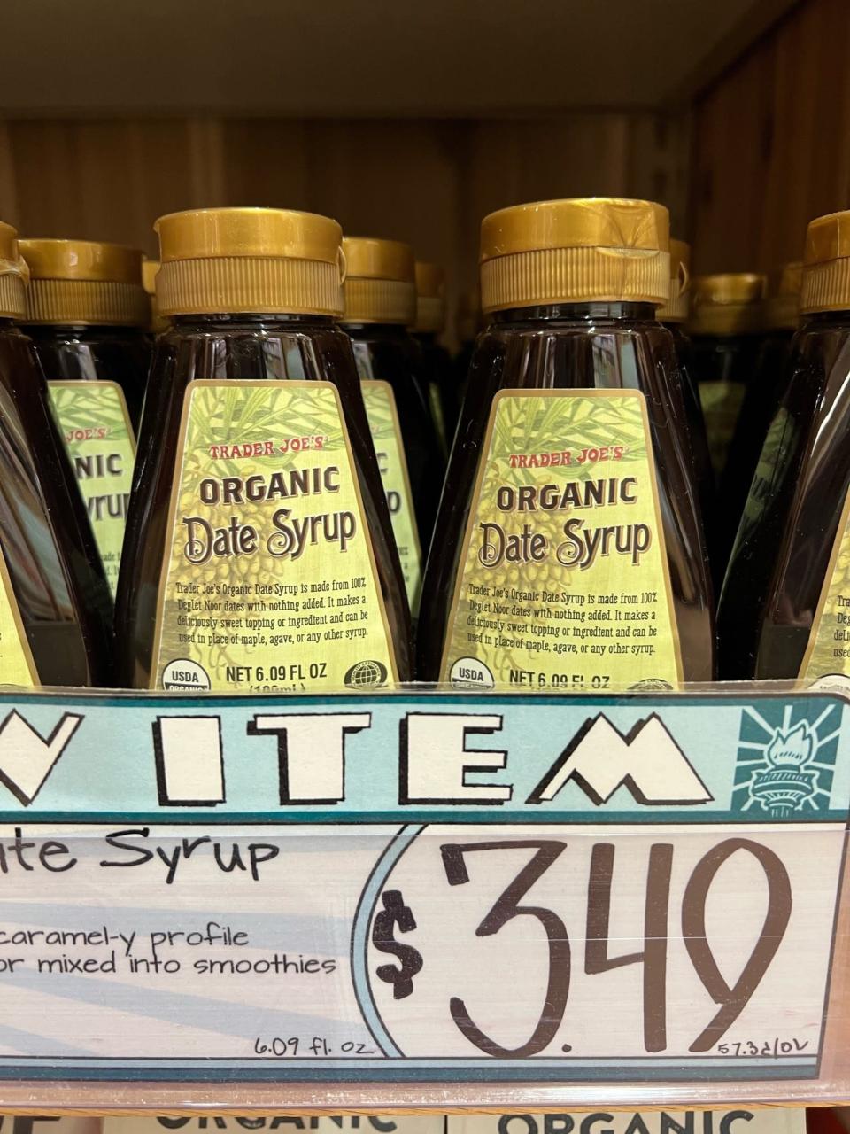 A bottle of&nbsp;Organic Date Syrup