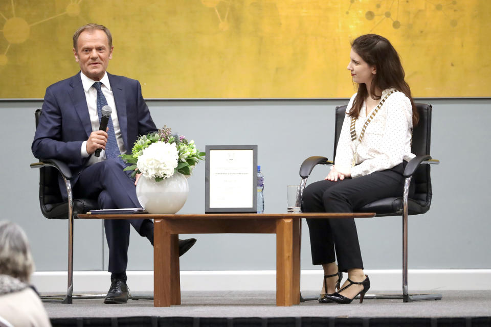 Donald Tusk was in Dublin to accept an honorary lifetime membership of the law society of University College Dublin (Getty)