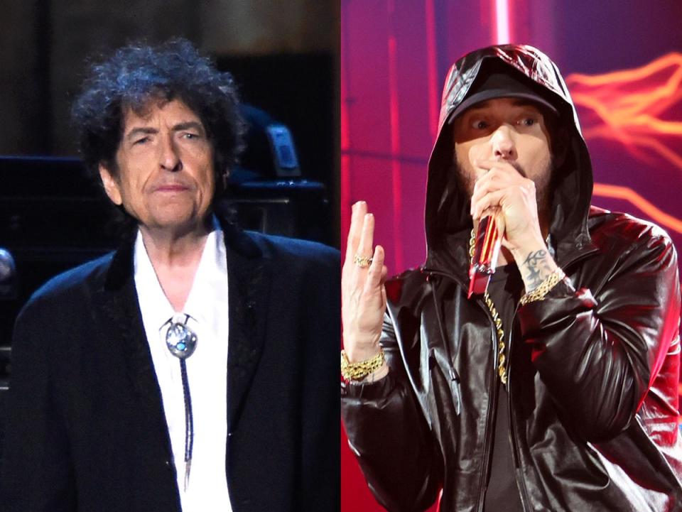 Bob Dylan and Eminem (Images from Getty)