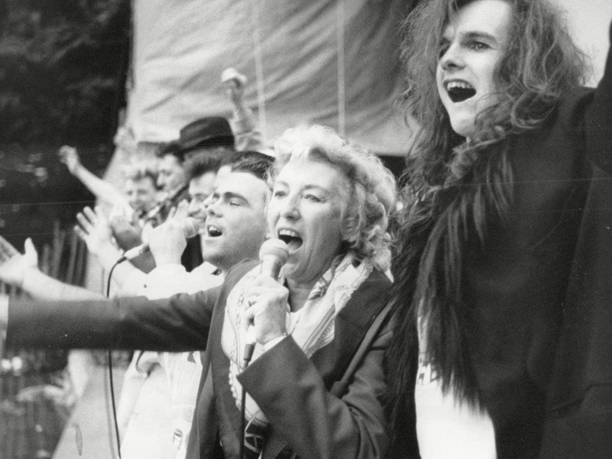 Vera Lynn performs at an anti-heroin concert in 1985: ANL/Shutterstock