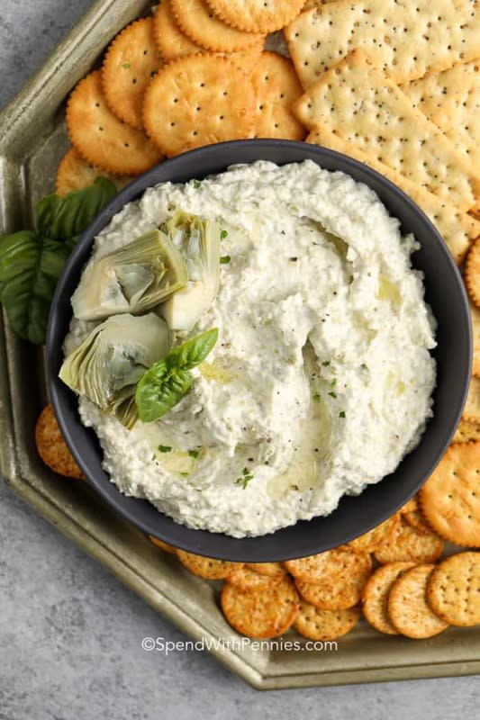 <p>Spend With Pennies</p><p>This five-minute dip is great when you need something totally last minute.</p><p><strong>Get the recipe: <a href="https://www.spendwithpennies.com/quick-creamy-artichoke-dip/" rel="nofollow noopener" target="_blank" data-ylk="slk:Creamy Artichoke Dip;elm:context_link;itc:0;sec:content-canvas" class="link ">Creamy Artichoke Dip</a></strong></p>