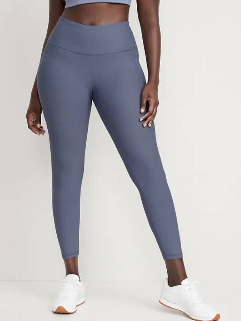 High-Waisted PowerSoft 7/8-Length Side-Pocket Leggings in blue dusk (photo via Old Navy)