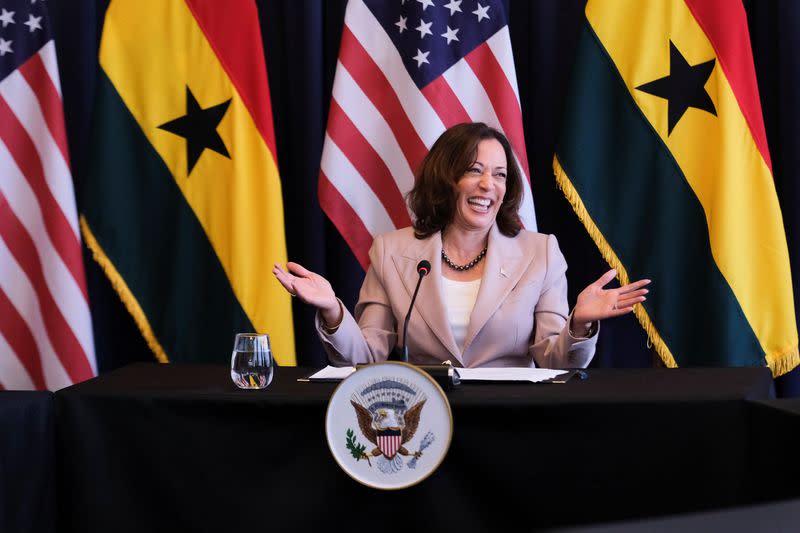 U.S. Vice President Kamala Harris meets with women entrepreneurs in Accra