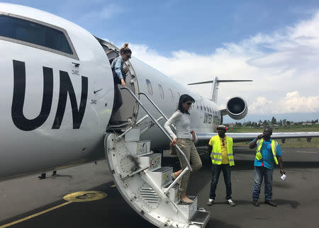 U.S. Ambassador to the United Nations Nikki Haley arrives in Goma, Democratic Republic of Congo, October 26, 2017. Picture taken October 26, 2017. REUTERS/Michelle Nichols