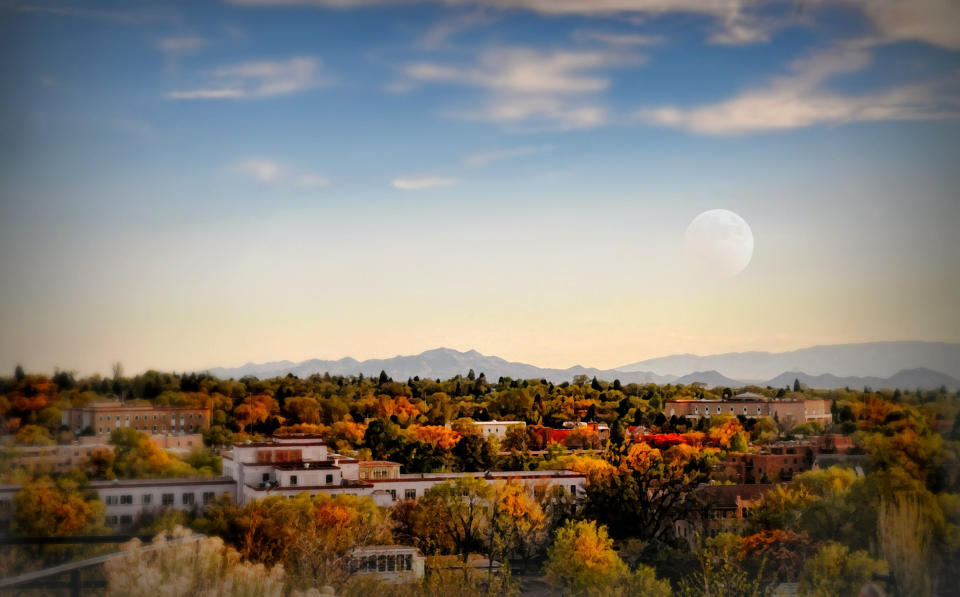 Moonrise over Santa Fe, New Mexico.