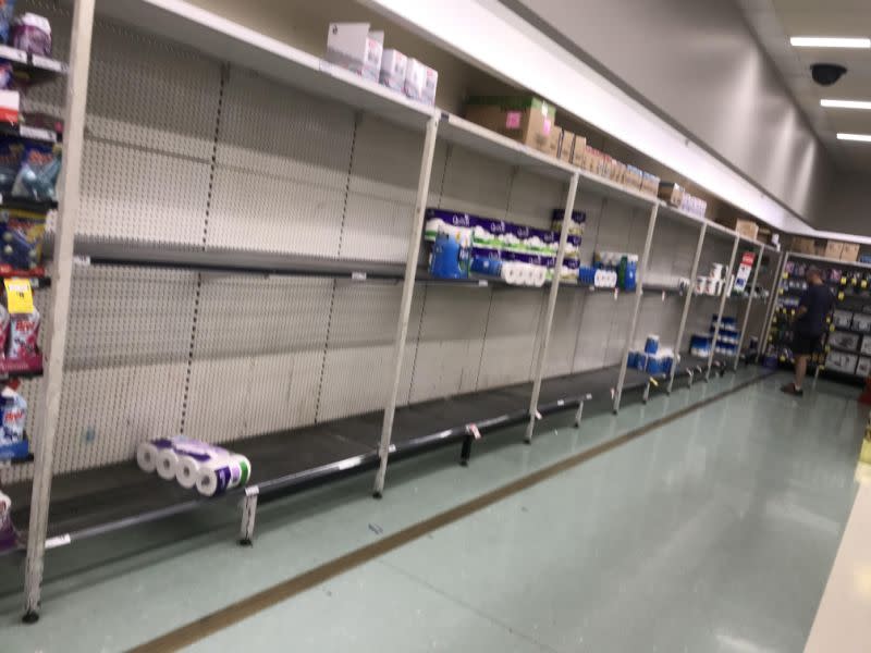 An empty shelf in a Woolworths in the Sutherland Shire.