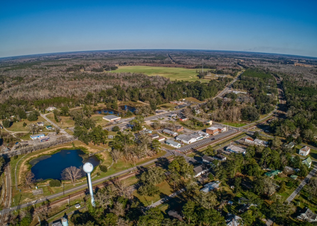 An aerial view of Greenville, a town in Madison County.