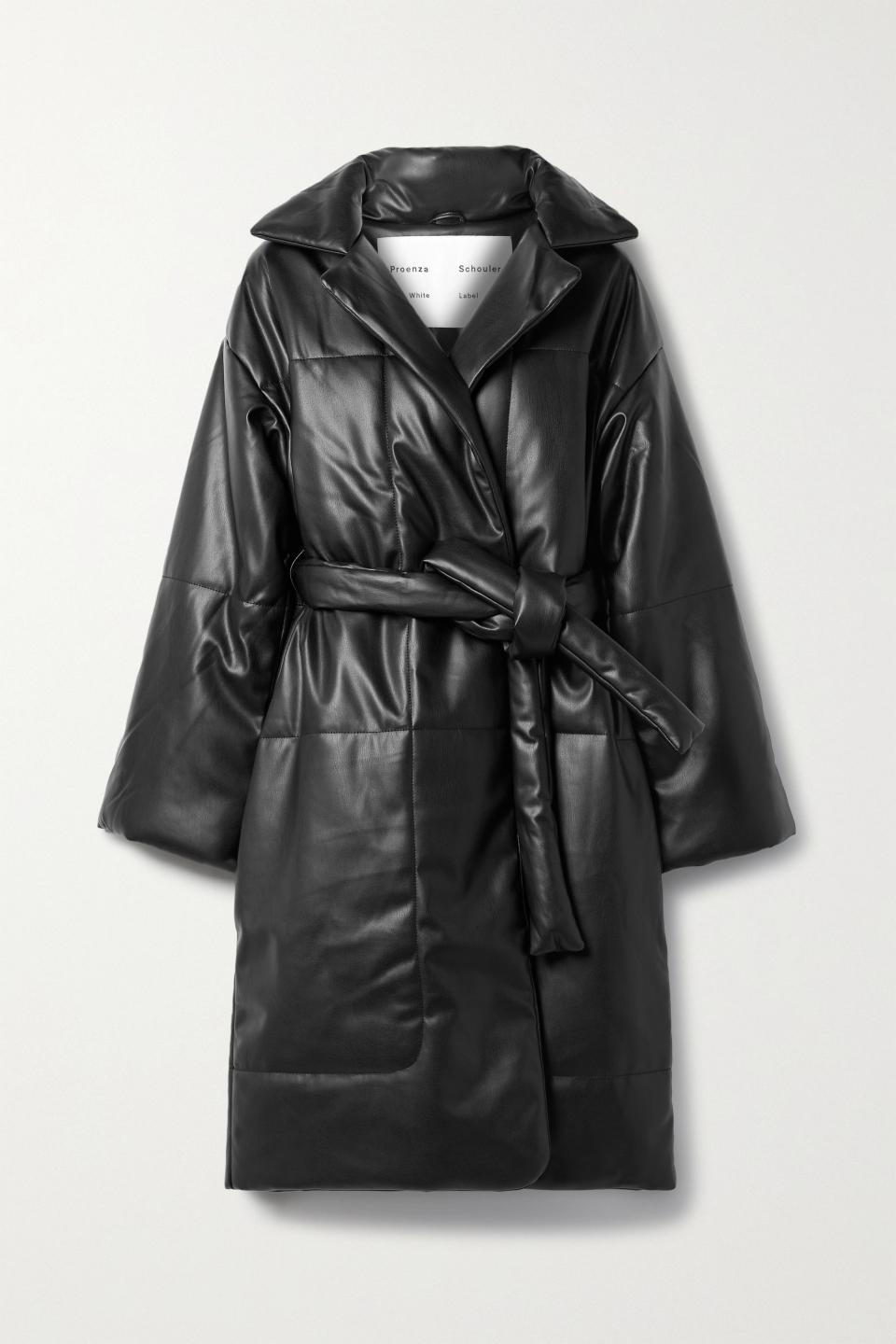 6) Quilted Faux-Leather Coat