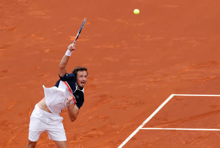 Tennis - ATP 500 - Barcelona Open - Real Club de Tenis Barcelona, Barcelona, Spain - April 28, 2019 Russia's Daniil Medvedev in action during the final against Austria's Dominic Thiem REUTERS/Albert Gea