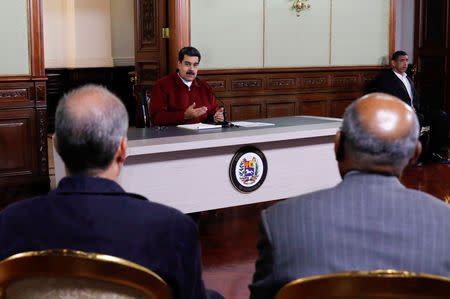 Venezuela's President Nicolas Maduro speaks during a meeting with ministers at Miraflores Palace in Caracas, Venezuela September 24, 2018. Miraflores Palace/Handout via REUTERS