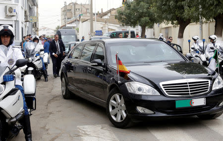 A convoy carrying German Chancellor Angela Merkel drives along a street in Algiers, Algeria September 17, 2018. REUTERS/Ramzi Boudina