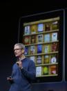 Apple CEO Tim Cook speaks during an event to announce new products in San Jose, Calif., Tuesday, Oct. 23, 2012. (AP Photo/Marcio Jose Sanchez)