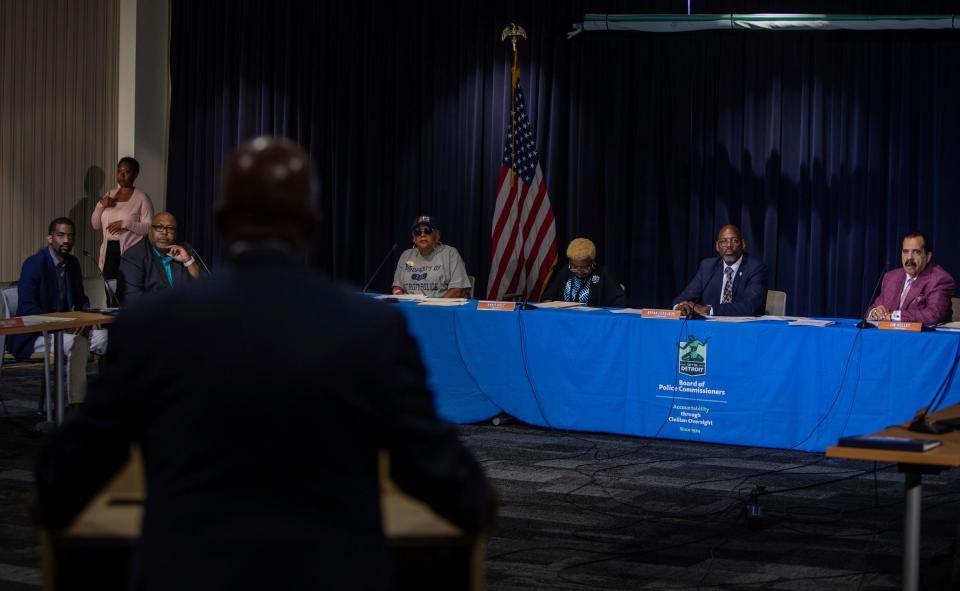 A meeting of the Detroit Board of Police Commissioners inside the Detroit Public Safety Headquarters, Thursday, July 21, 2022.