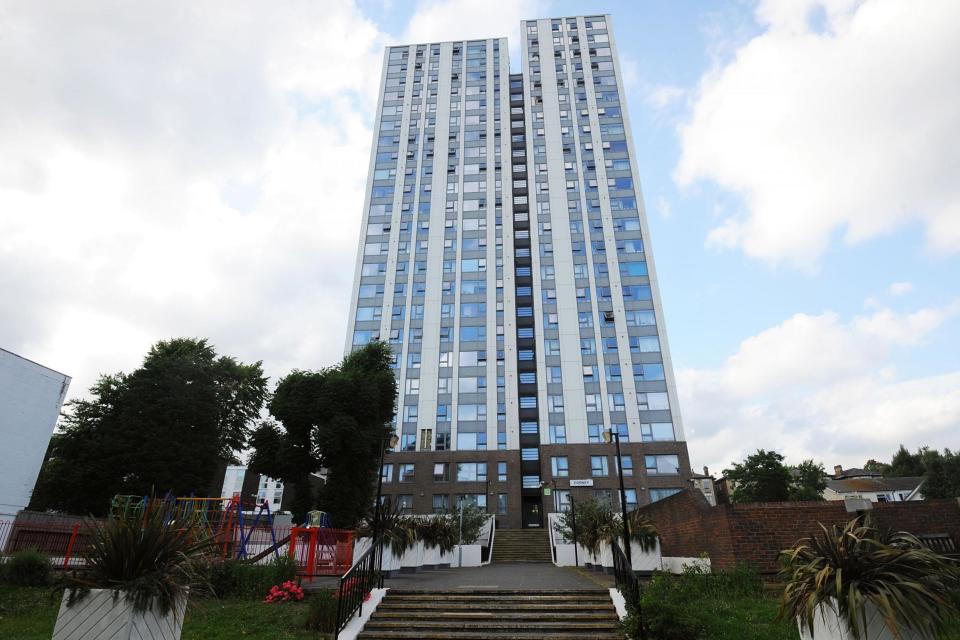 Cladding has been removed from a building on the Chalcots Estate in north London: PA