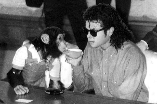 <p>Sankei Archive via Getty </p> Michael Jackson and Bubbles the chimp