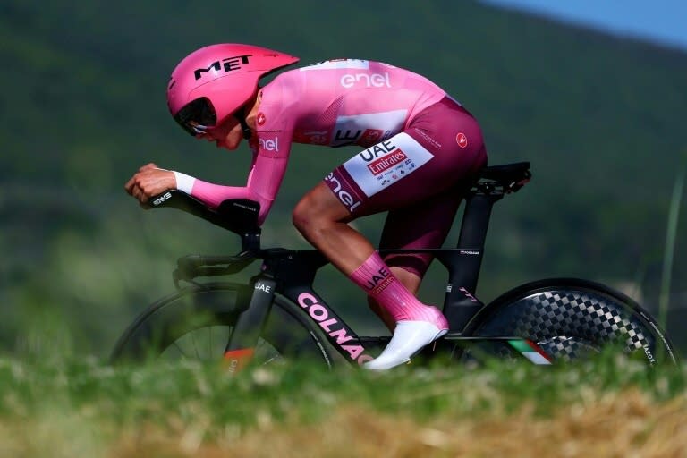 Team UAE's Tadej Pogacar won Friday's time trial to extend his lead in the Giro d'Italia (Luca Bettini)