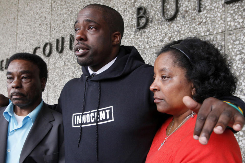 Brian Banks, Leomia Myers, Jonathan Banks (Nick Ut / AP file)