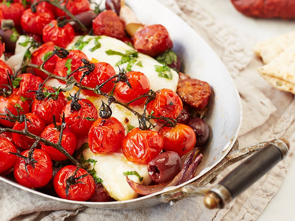 Save on washing up with this cod and chorizo traybake  (Piccolo)