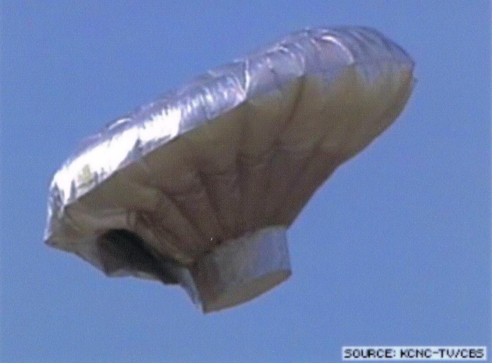 The home-built helium filled balloon as it floats over the U.S. state of Colorado.