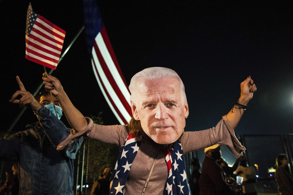 WILMINGTON, DE- NOVEMBER 7: Supporters of Joseph Biden gather to watch him give his first address as president elect after the presidential election defeat of Donald Trump on November 7, 2020 at the Chase Center on the Waterfront in Wilmington, Delaware: Photo: Chris Tuite/ImageSPACE/MediaPunch /IPX