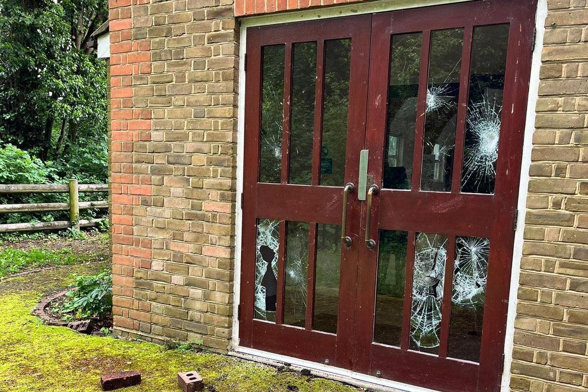 Damage - The church hall smashed by vandals on Monday morning <i>(Image: Craig Hunter)</i>