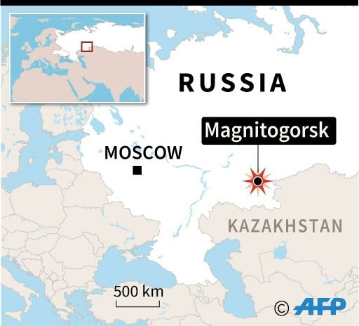 Map locating the city of Magnitogorsk in Russia's Ural mountains a deadly gas explosion tore through an apartment building