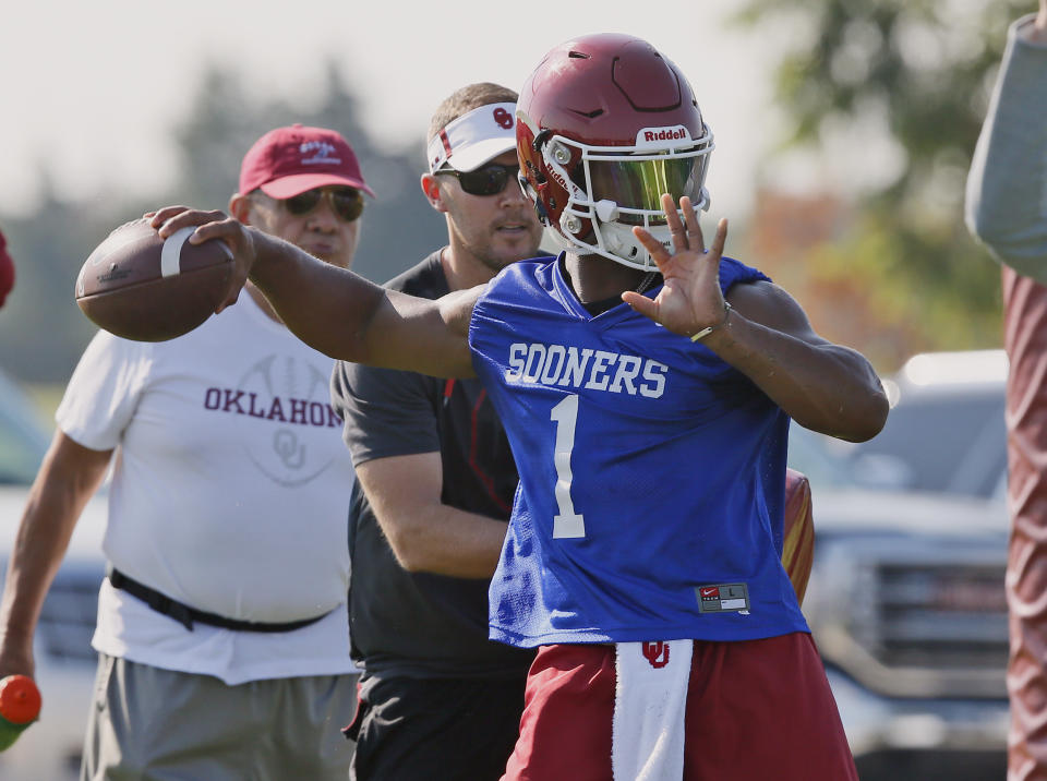 A’s first-round draft pick Kyler Murray will play football this season. (AP Photo)