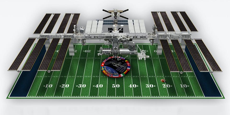 international space station iss size american us football field comparison illustration nasa