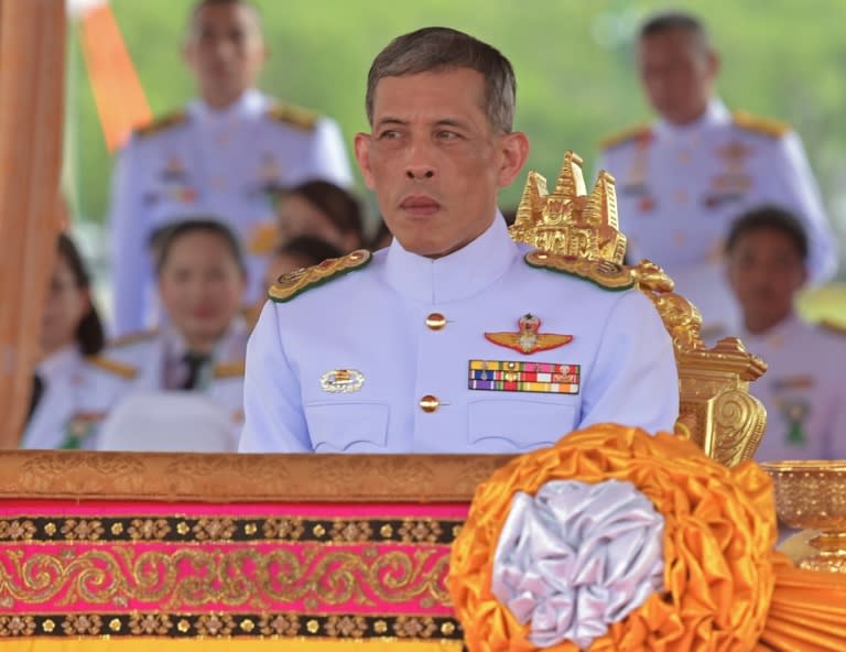 Thailand's Crown Prince Maha Vajiralongkorn attends the annual royal ploughing ceremony in Bangkok on May 13, 2015