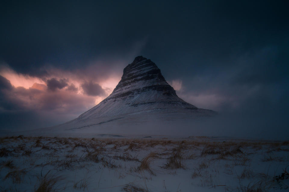 'Kirkufell': Kirkufell, one of the most iconic mountains in Iceland is captured during twilight